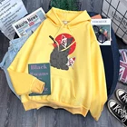 Мужская Флисовая Толстовка с капюшоном и принтом кошки с мечом