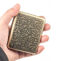 2022 vintage bronze cigarette case retro portable stainless steel 20pcs cigarette smoke box smoking accessories man gifts