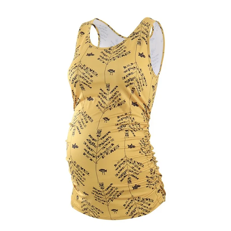 Женская одежда для беременных без рукавов футболки майки с боковыми рюшами мам