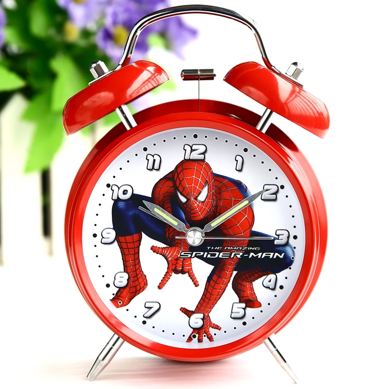 

2021 Marvel Spider-Man wall clock electronic smart luminous timer wake up children's desktop alarm clock bedroom decoration