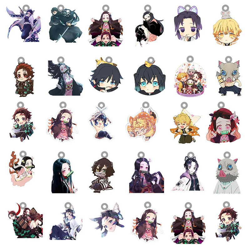 

Q Version Demon Slayer Acrylic Charms Ghost killing blade Pendants For Jewelry Making Animation Peripheral Epoxy Resin Anime