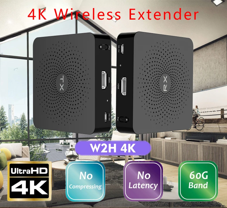Measy W2H 4K 60GHz беспроводной HDMI удлинитель для передатчика Приемник Нулевая задержка передачи поддерживает Full HD 4K@ 30Hz 3D-до 30M