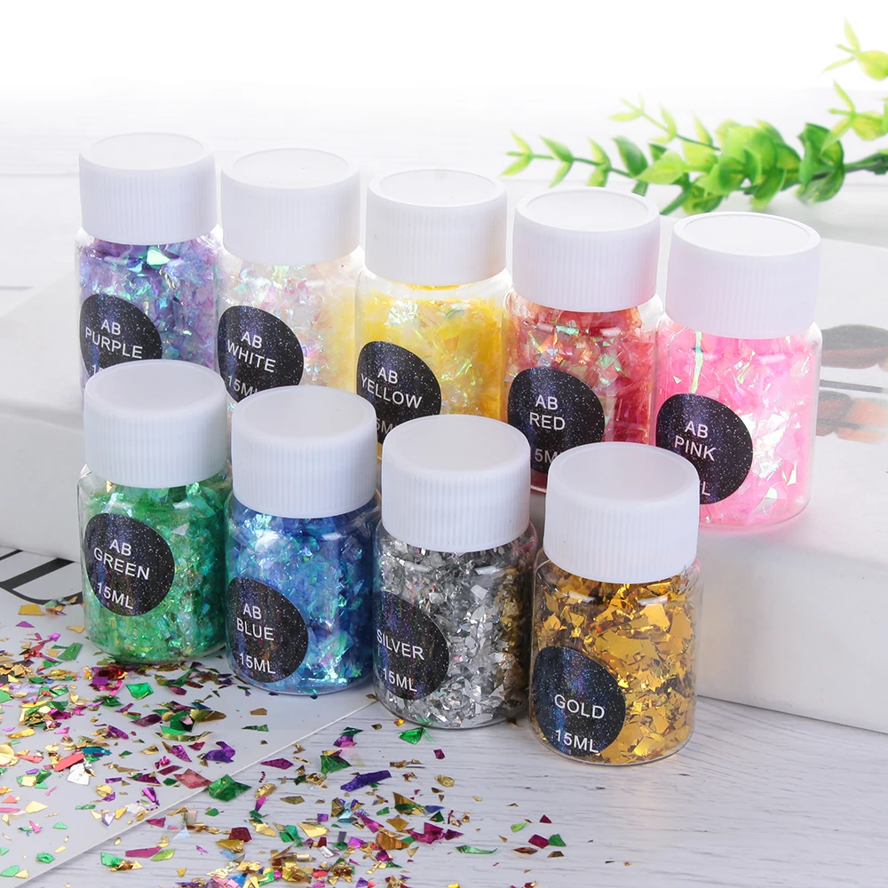 Цветная оболочка сахара сломанные кусочки 15 мл блестящий материал мусора УФ