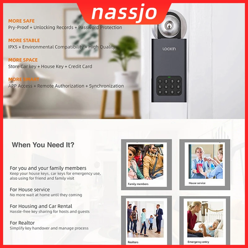 Сейф для ключей Nassjo Tuya APP настенный ящик органайзер со скрытым секретом с паролем