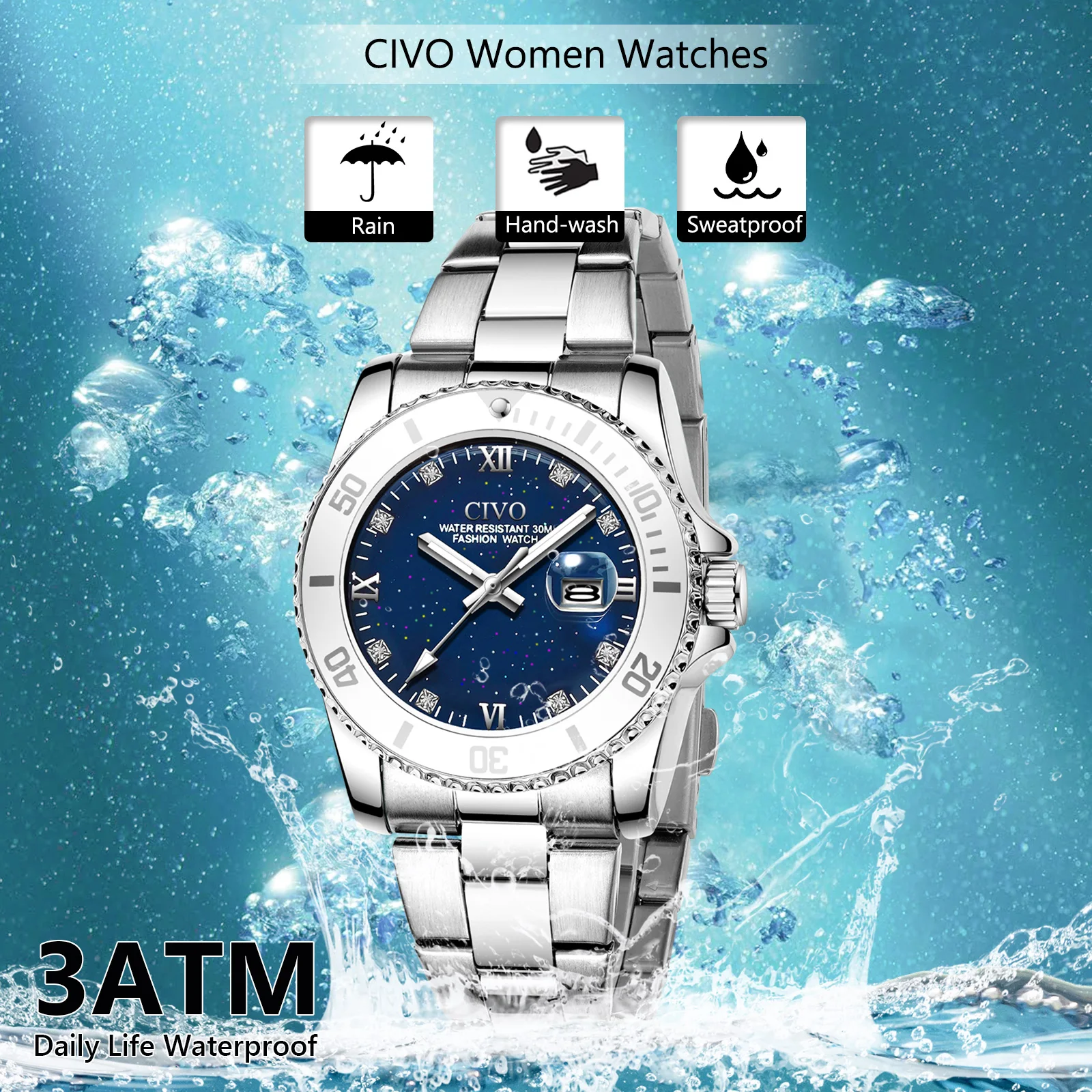 Женские Водонепроницаемые кварцевые часы с изображением звёздного неба |