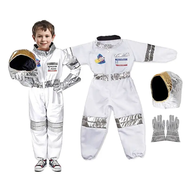 

Toddler Kids Astronaut Costume Jumpsuit Space Pretend Play Outfit with Hat Glove