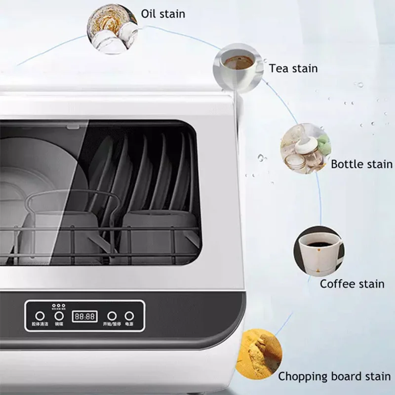

One Button Operation Double Drying System Stainless Steel Liner 220V Automatic Intelligent Dishwasher