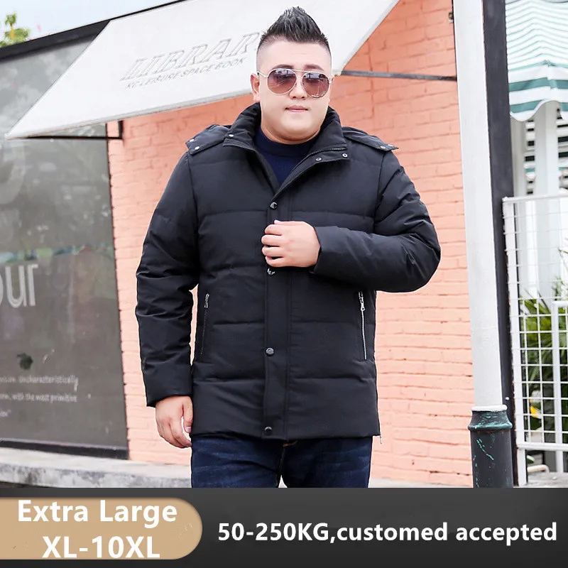 Зимняя мужская куртка на утином пуху 2019 черные пальто с капюшоном большой