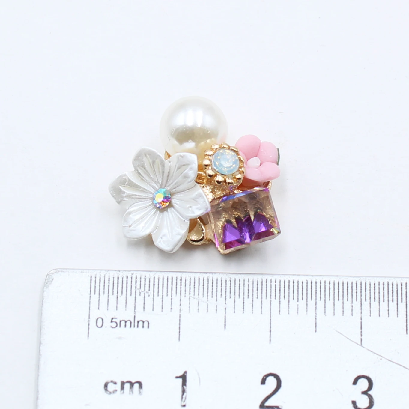 Стеклянные пуговицы Стразы в виде цветов для изготовления открыток 10 шт. 21 мм