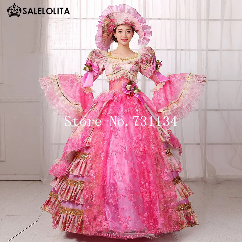Горячая Распродажа розовый цветочный костюм времен Гражданской войны 18-го века -