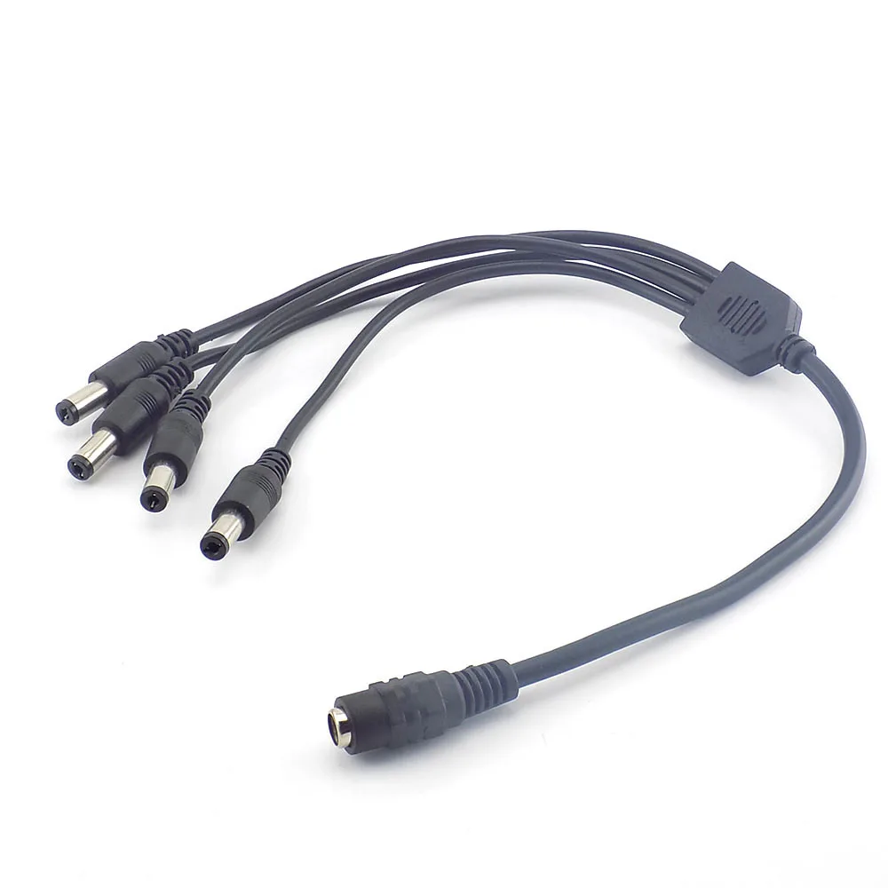 12v DC 1 Female To 4 Male Power Splitter Cable 5.5x2.1mm Plug Adapter supply Connector for CCTV Security Camera led Strip W17 |