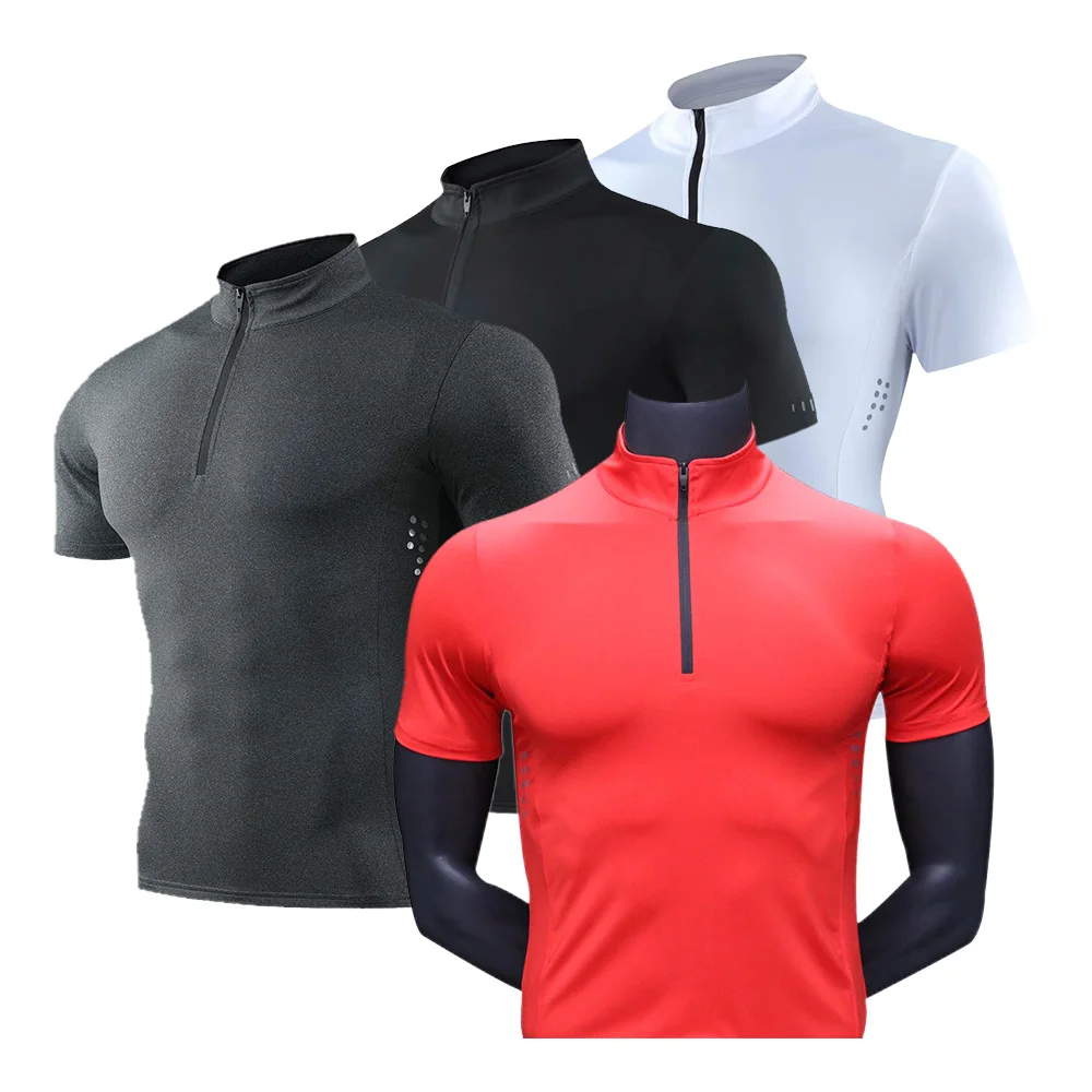 

Summer Men's Running Compression T-Shirt Polyester Quick Dry Soccer Shirt Fitness Tight Gym Sport Breathable Short Sleeve Shirt