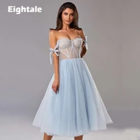elegant baby blue prom dresses 2021 sweetheart a line boning top short party gown tulle celebrity graduation girl dress