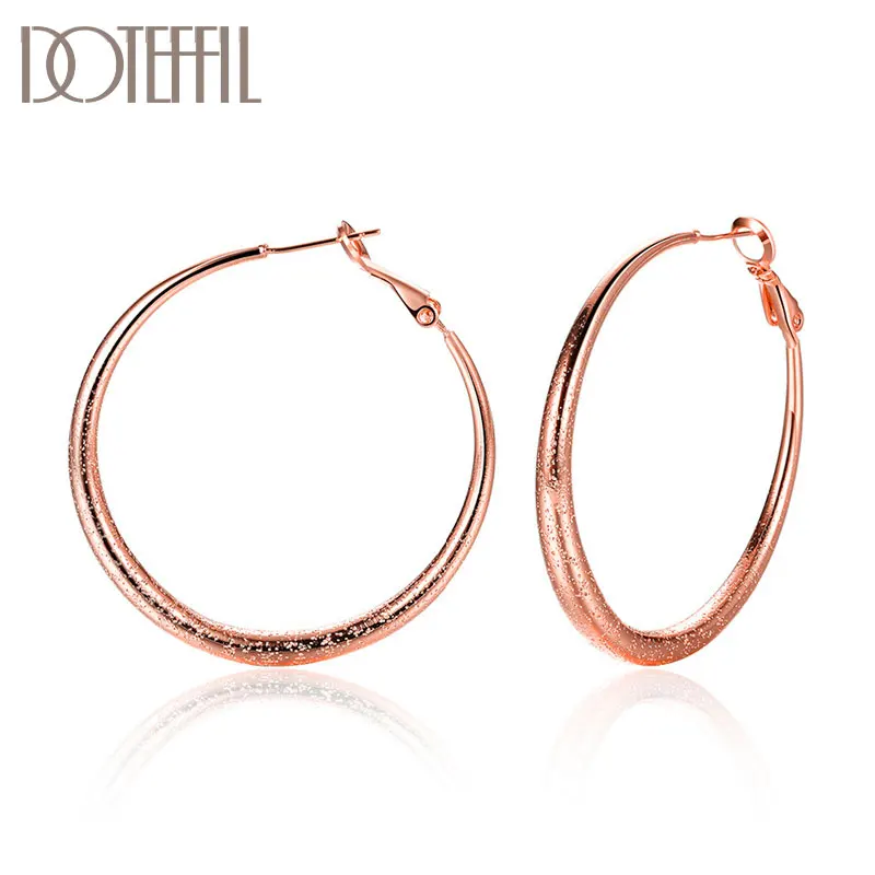 

DOTEFFIL 925 Sterling Silver Classic Big Circle Hoop Rose Gold Earrings For Women Party Gift Fashion Charm Wedding Jewelry