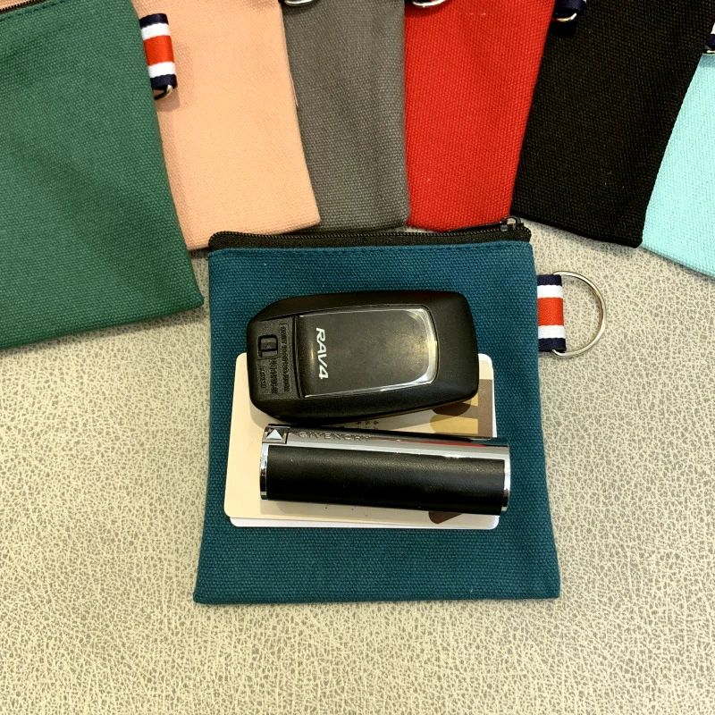 

Canvas bag key bag zipper ladies coin purse coin jewelry bag USB earphone bag household canvas sanitary napkin storage bag