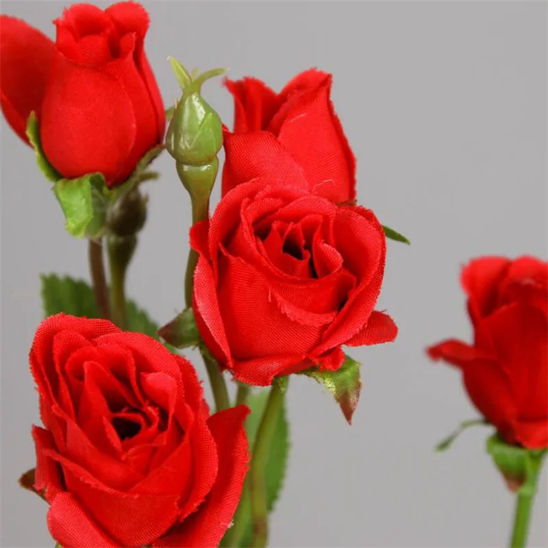 

7Pcs Fake Single Valentine Rose (2 stems/piece) 27.95" Length Simulation Rosebud for Wedding Home Decorative Artificial Flowers