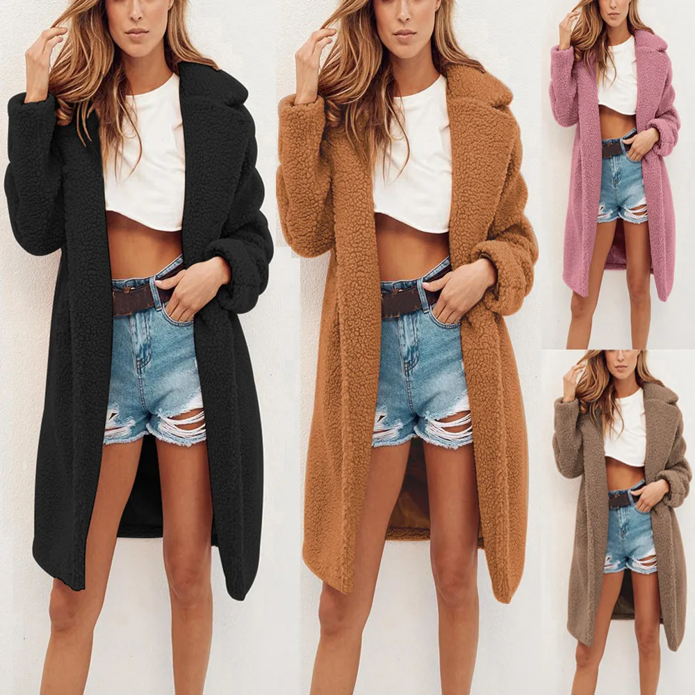 

Autumn and winter new style ladies suit collar long coat coat women