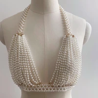 p0233 women pearls bra body chain necklace jewelry harness sexy accessories women fashion full female body chains jewelry