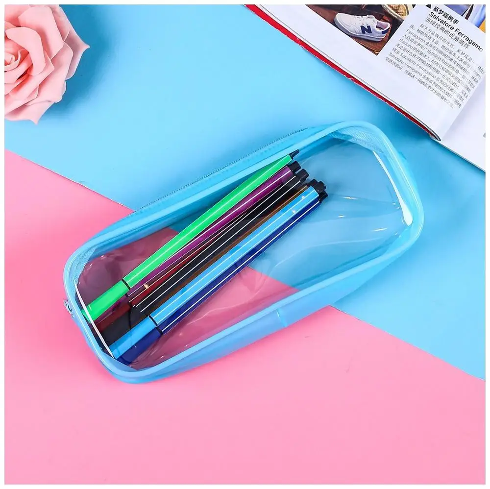 1pcs Simple Style Transparent PVC Pencil Case Creative Korean Stationery School Office Supplies Pouch Gifts for Kids | Канцтовары для