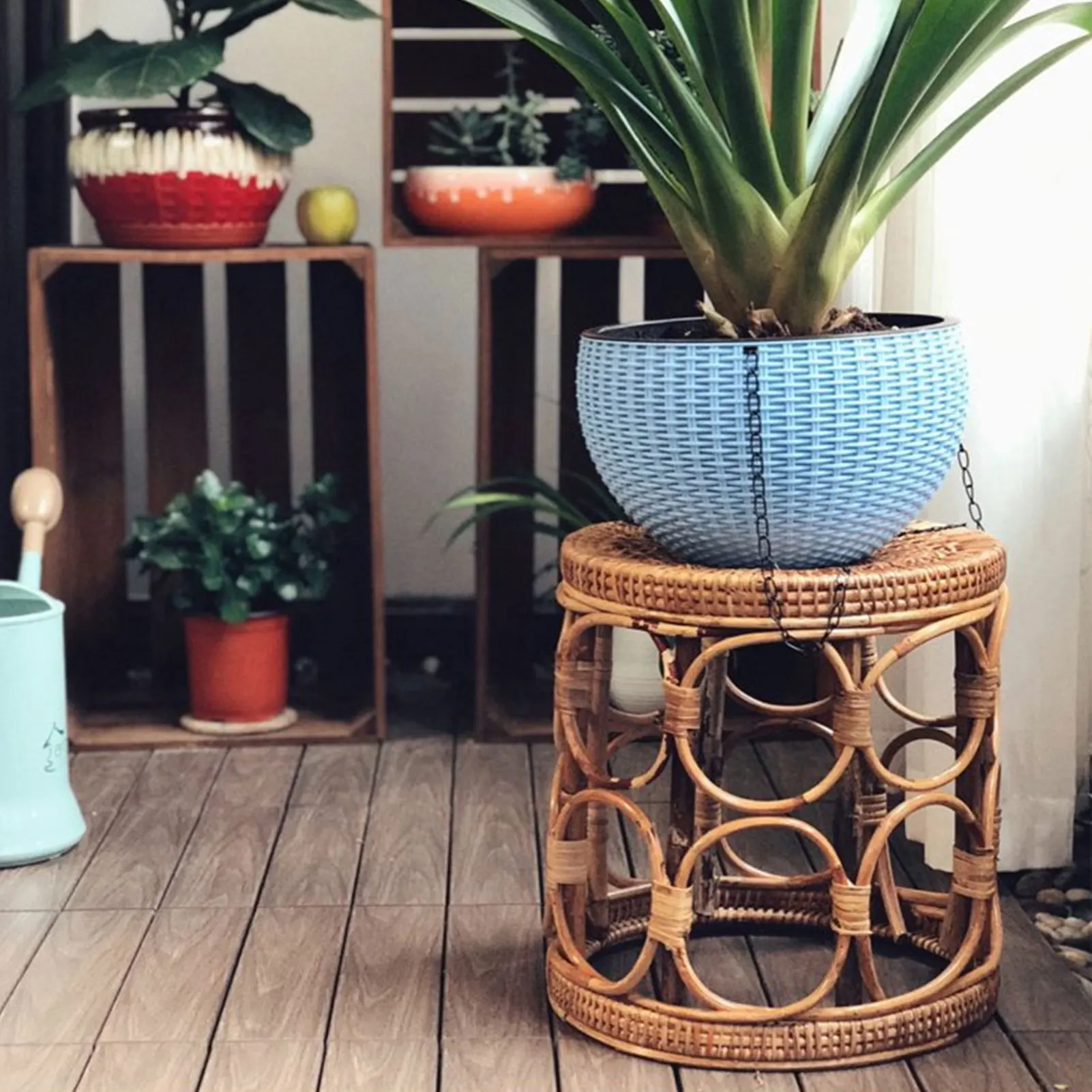 

Rattan Plant Stand Durable Decorative Shelf Holder for Indoor #W0