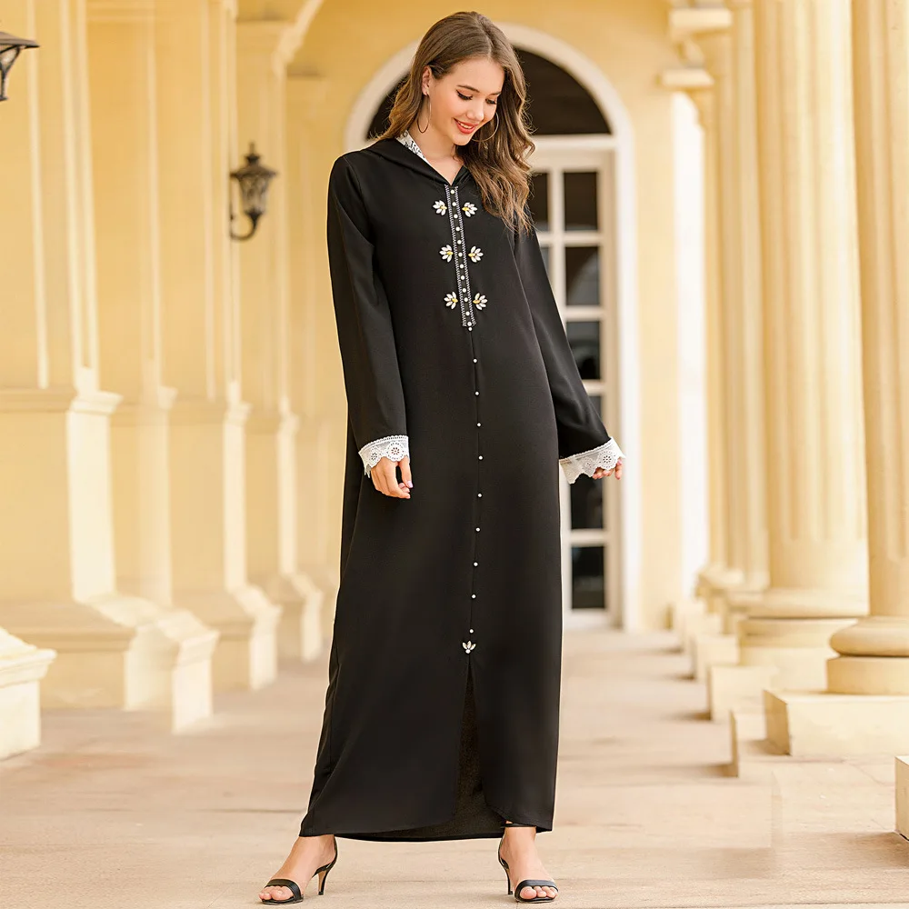 

Diamond Eveing Dress Women Muslim Hijab Abaya Turkey Islam Kaftan Hooded Long Robe Muslim Clothes Caftan Marocain Party Vestido