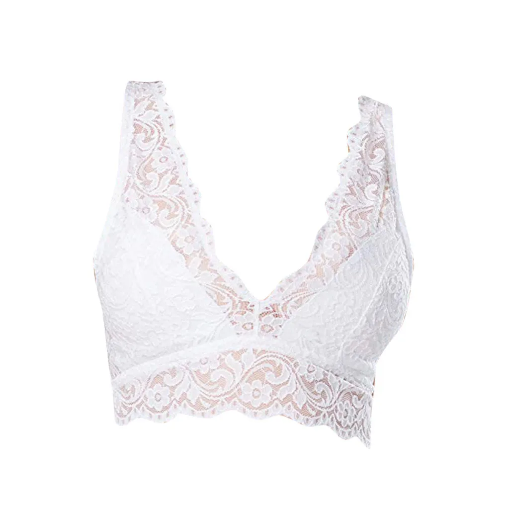 

Sexy Bra Women Lace Bralette Sexy Lingerie Underwear Wireless Padded Seamless Bra Ultra Strap Padded V-neck Bras for Women 1 Pcs