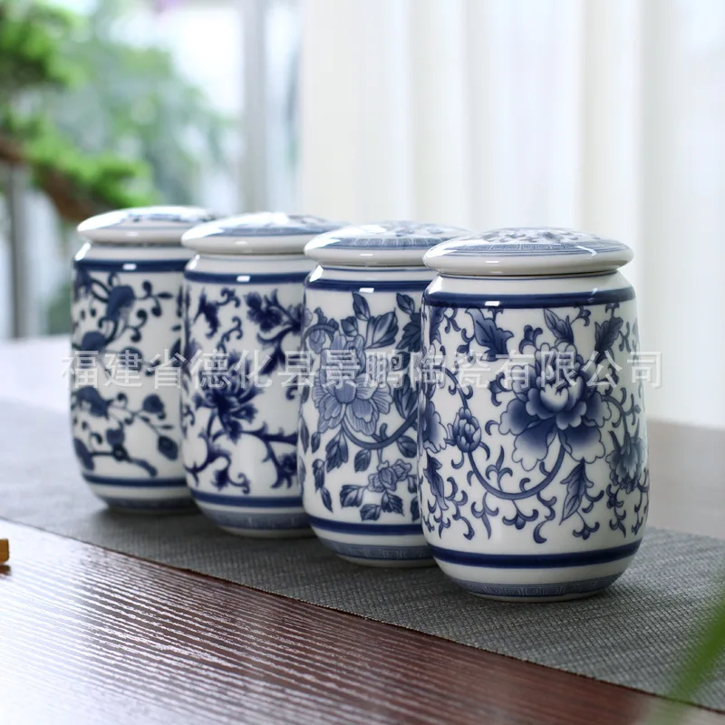 

Vintage Chinese Tea Caddy Ceramic Storage Sugar Coffee Canister Tea Caddy Ceramic Sealed Caixa De Cha Kitchen Supplies DE50CY