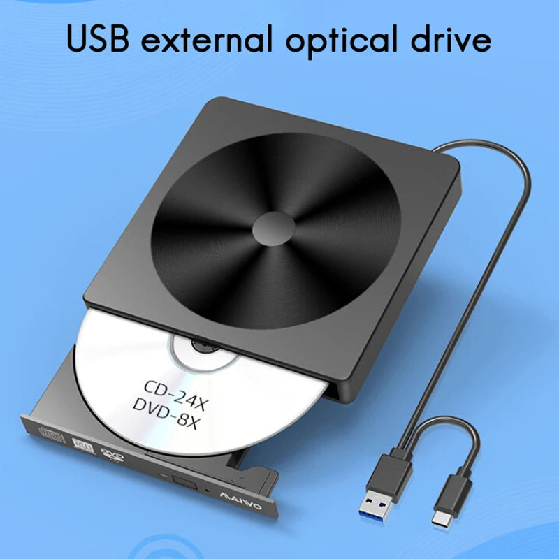 

MAIWO K523 Burner Drive Dual Interface USB 3.0 Ultra-Thin Built-in External CD/VCD/DVD Read-Write Player Optical Drive Box