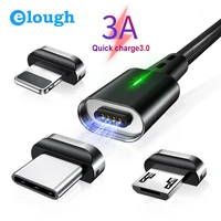 elough quick charge magnetic cable 3a micro usb type c fast charging date cable for iphone 12 xiaomi 11 samsung phone cord wire