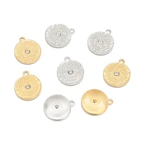 10pcs stainless steel gold plated 1916 5mm round pendants charms for diy necklaces jewelry making crafting supplies findings
