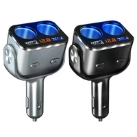 new 12v 24v car cigarette lighter auto splitter socket dual usb car charger qc 3 0 fast charge with switch voltage display