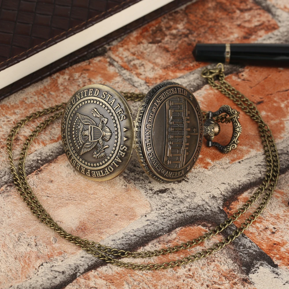 Американский Белый дом Дональд Трамп кварцевые карманные часы печать президент