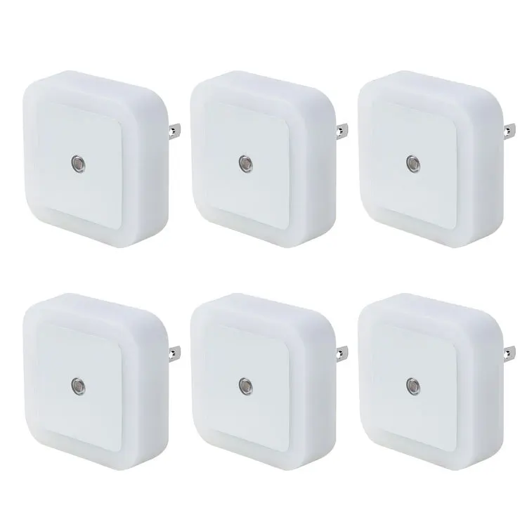 

6Pcs/lot Energy Saving Automatic Light-Sensing Switch LED Plug-in Night Light for Bedroom Bathroom Toilet Stairs Kitchen Hallway