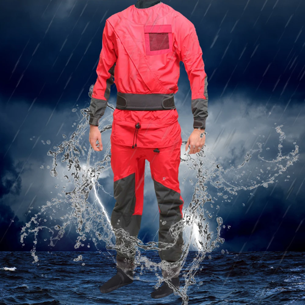 Мужской сухой костюм на каяке красный многоцелевой для занятий водными видами