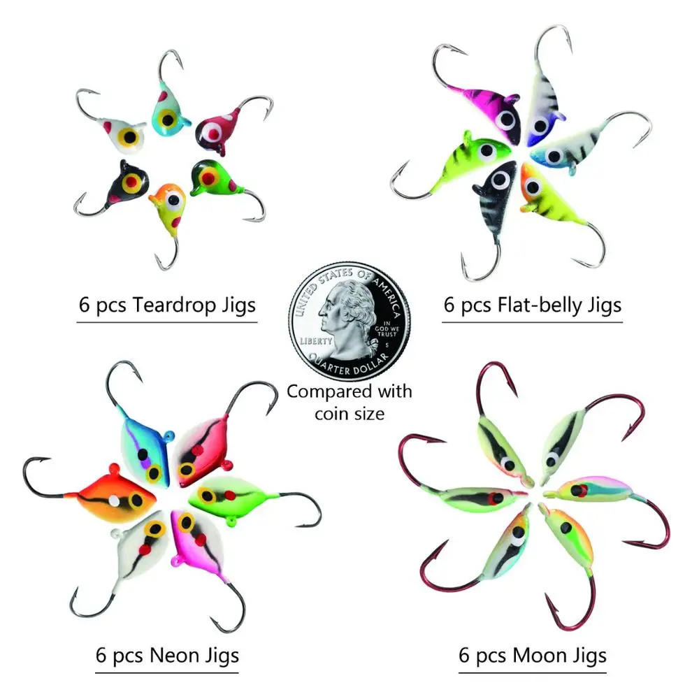 Bassdash набор приманок для подледной рыбалки светящиеся окрашенные крючки зимней 24