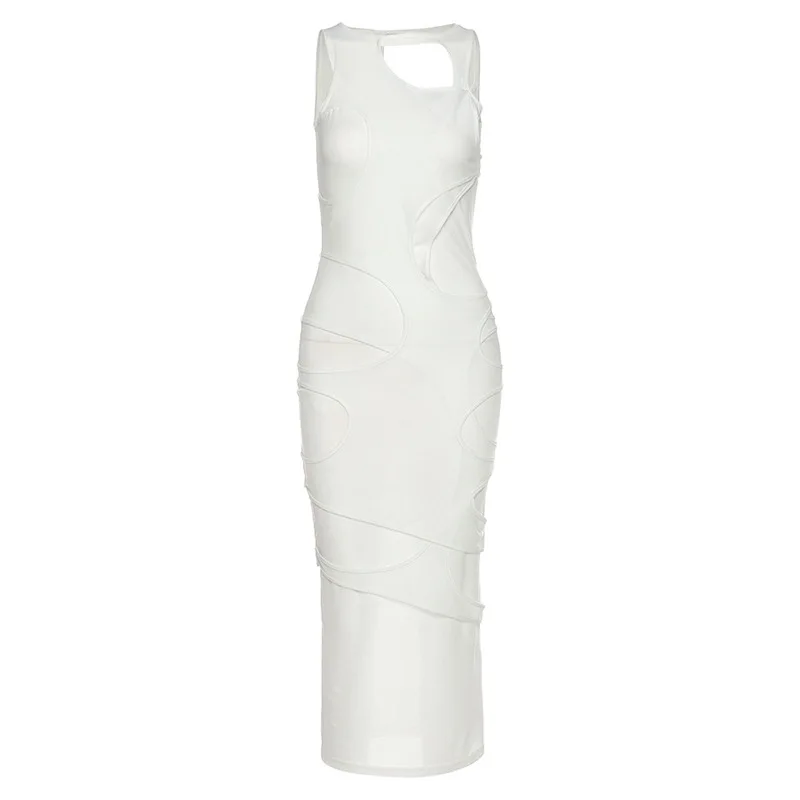 Пикантное женское платье с вырезами Длинные однотонные платья без рукавов для