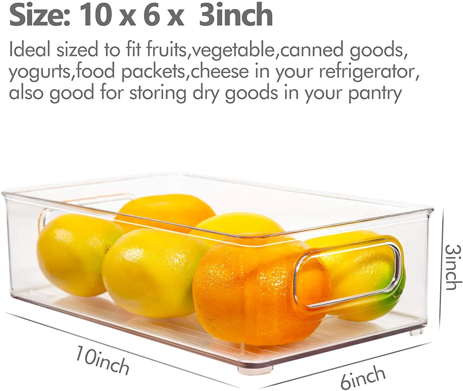 Refrigerator Organizer Bins 6pcs Stackable Clear Plastic Organizers Handles Fridge Pantry Kitchen Cabinet Food Storage Container | Дом и сад