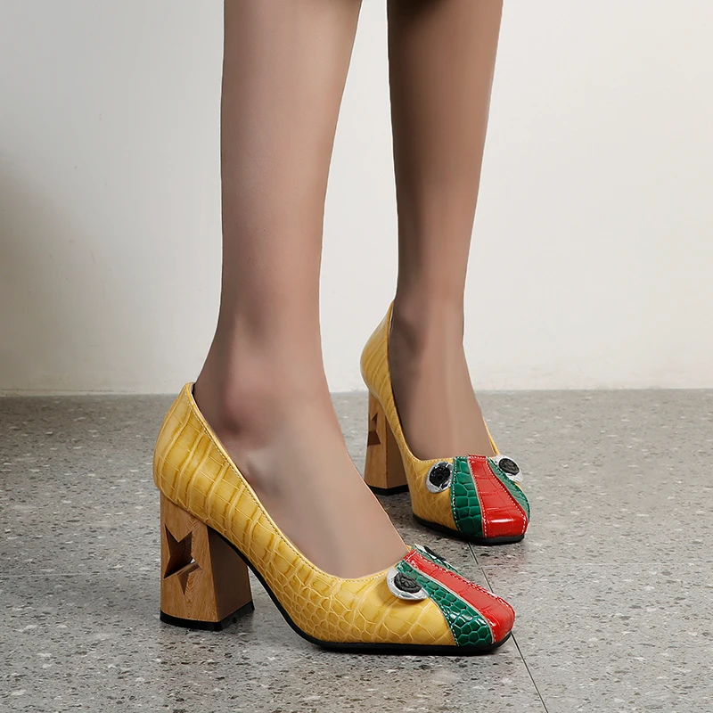 

Туфли-лодочки женские на каблуке 22-28 см, с рисунком под крокодиловую кожу