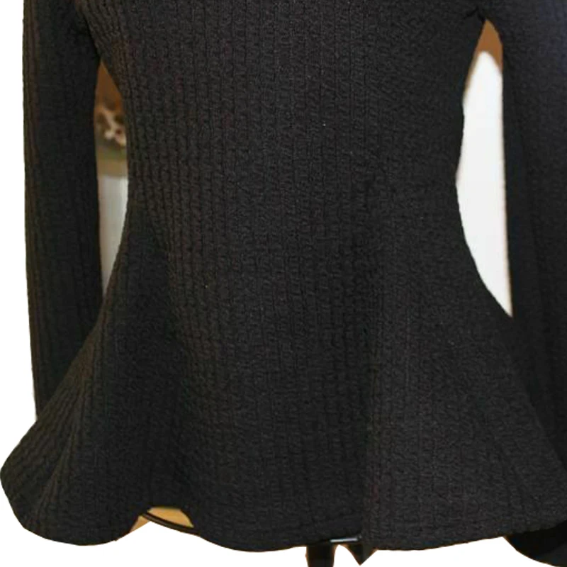 Топ с баской и круглым вырезом пышными рукавами | Женская одежда