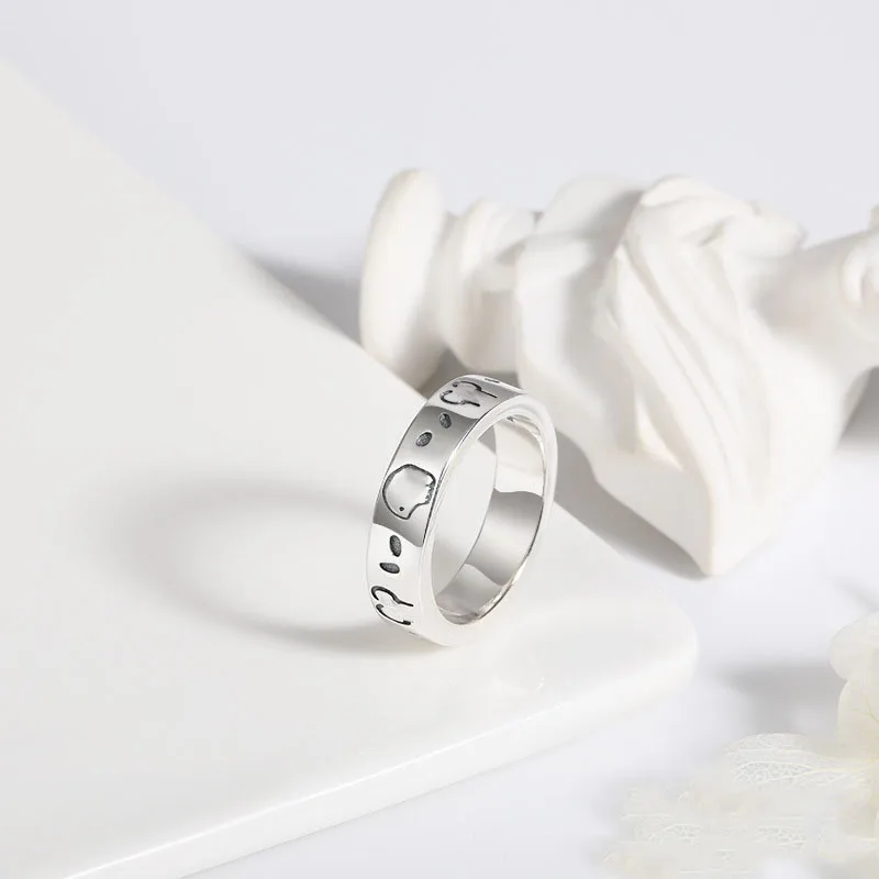

100% 925 sterling silver ring, retro craftsmanship, original charm, miniature fashion gift, classic LOGO jewelry gift