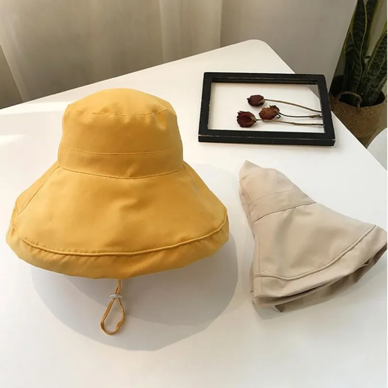 

SILOQIN New Women's Hat Summer Fashion Sun Protection Anti-UV Bucket Hats Elegant Leisure Collapsible Beach Hats Sunhat Gorras