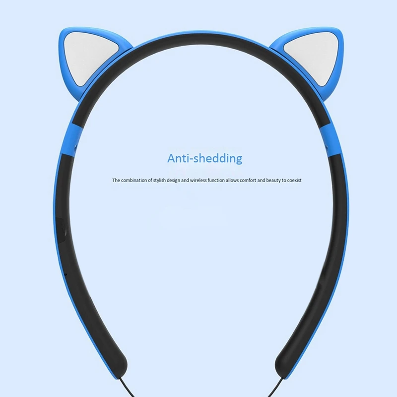

Head-Mounted Cat Ear Bluetooth Headset, LED Light Luminous Cartoon Magnetic Inhalation Ear Bluetooth Headset