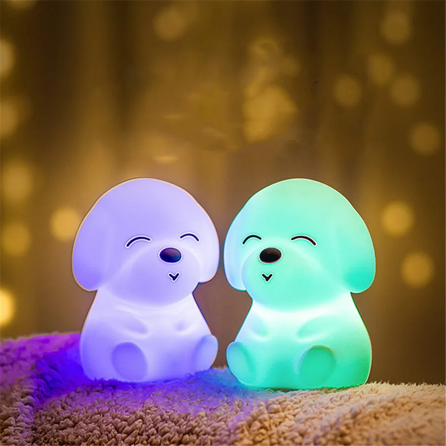 

Colorful DOG LED Night Light Animal Light USB Rechargeable Silicone Soft Cartoon Touch light Children Night Lamp Bedroom Light