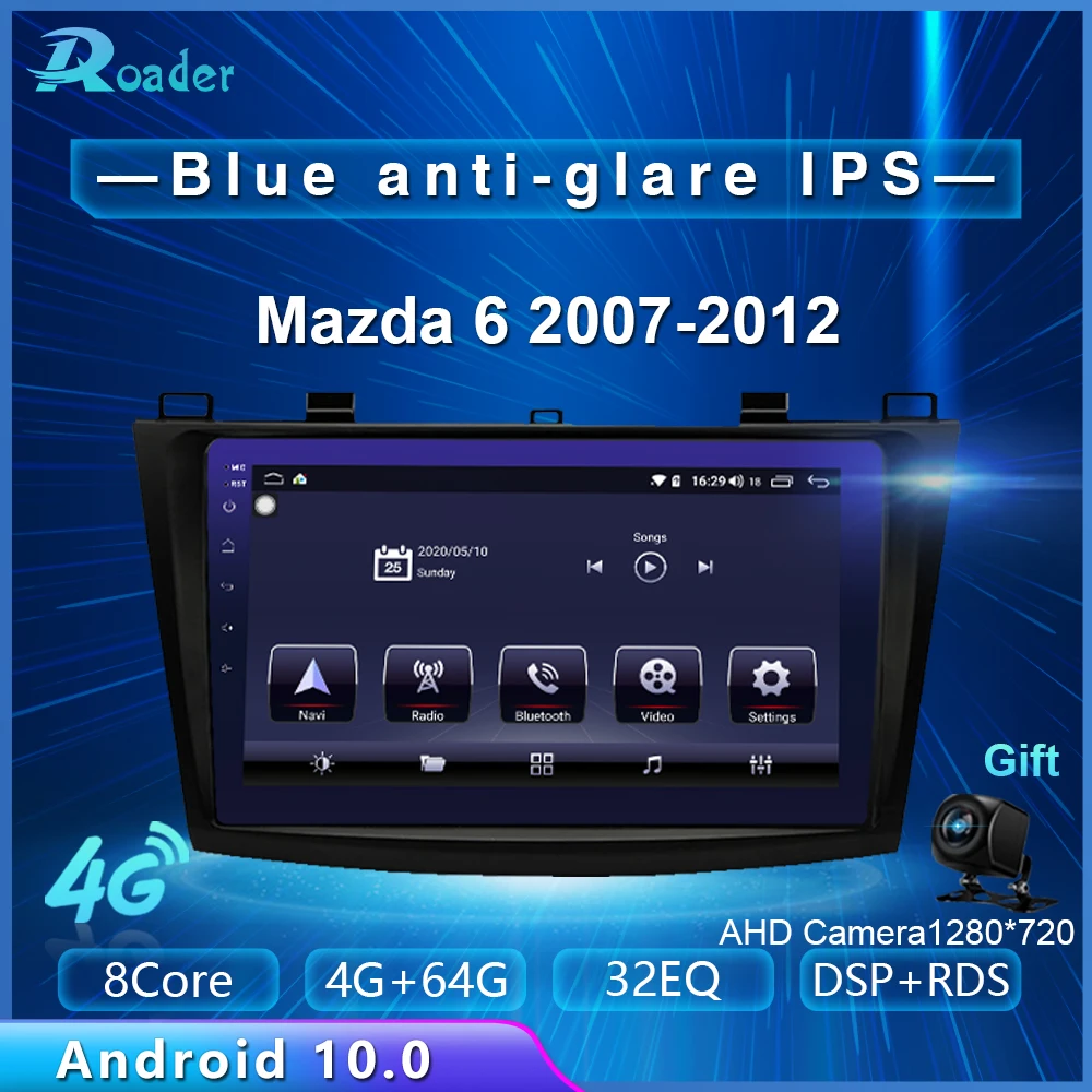 Автомобильный мультимедийный плеер Roader Android 10 0 автомобильный DVD для Mazda 6 2007 2008 2009