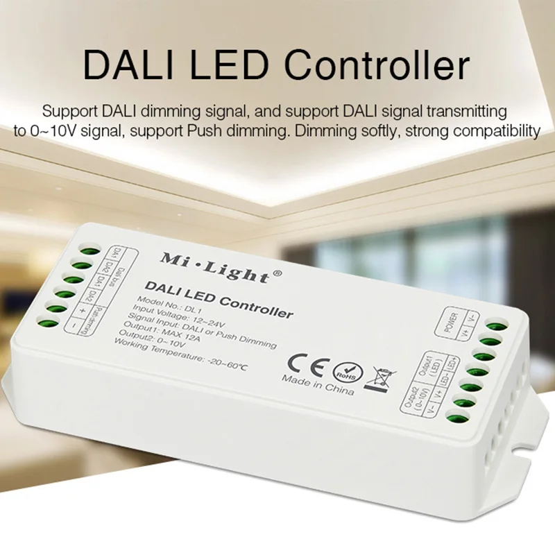 MiBOXER DL1 DC12V 24V DALI контроллер светодиодной ленты Max 12A диммирующий сигнал/нажимной