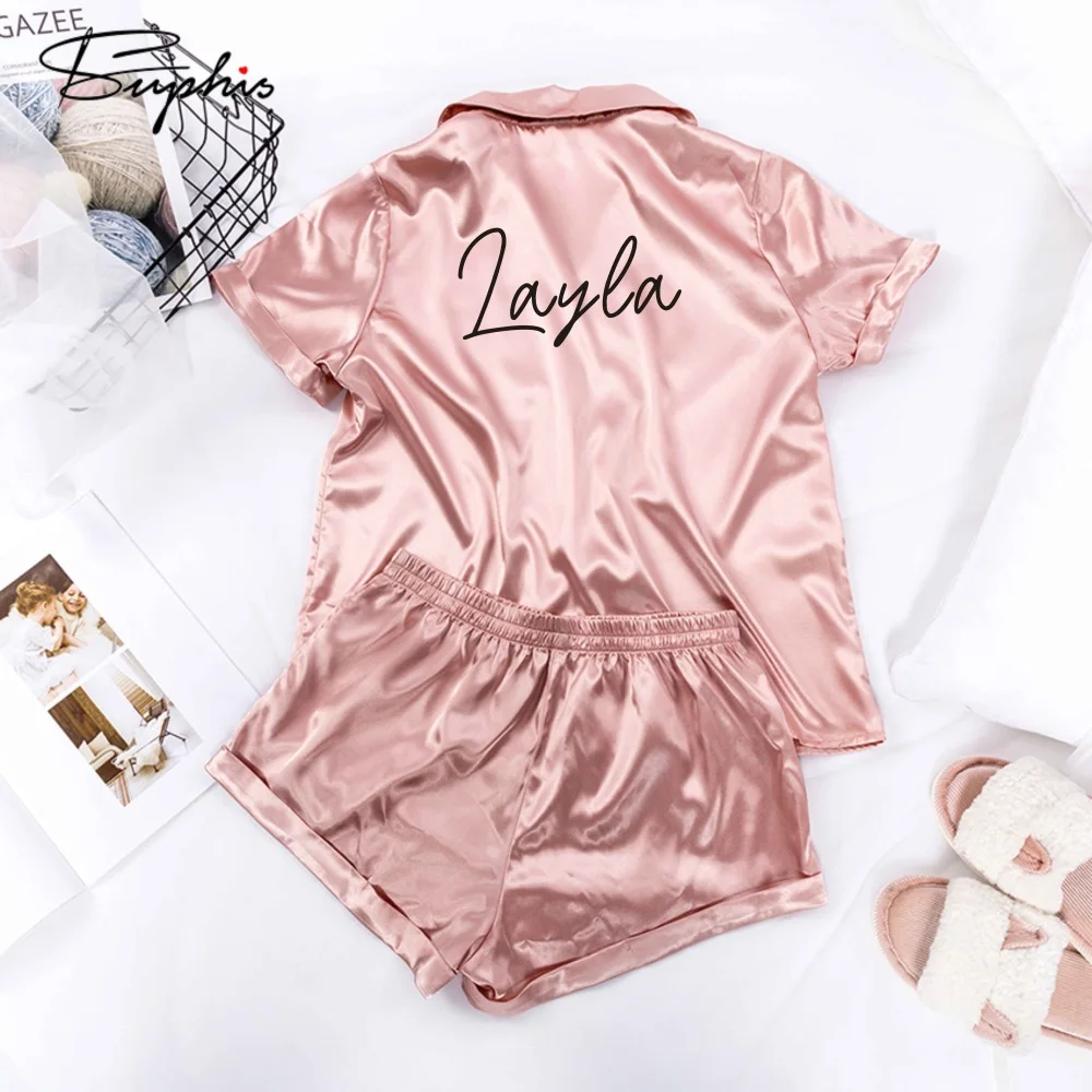 

Personalized Short Sleeve Pajama Wedding Gifts Mask Set Bride Bridesmaid Masque Mariage Custom Name Women Home Wear Pajama Set