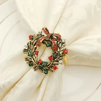 10pcslot retro christmas wreath napkin ring diamond napkin ring napkin buckle holiday party hotel desktop decoration