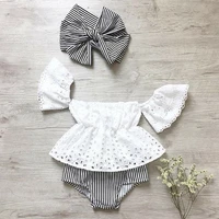 kids clothing bebe baby girl sets clothes summer newborn baby girl lace off shoulder top stripe shorts outfits clothes 0 24m