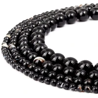 round 46810mm black striped agate loose beads for diy craft bracelet necklace jewelry making