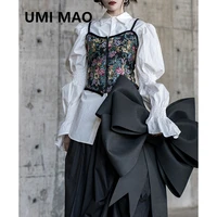 umi mao spring new product jacquard camisole designer style niche outside wear french retro printing style y2k top